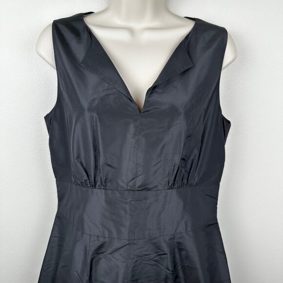 Fiori di Zucca 100% Silk Dress Sleeveless Split V-Neck Black 10 Wedding Event - Picture 2 of 10